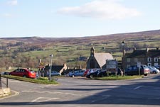 view of the centre of the village of reeth in north yorkshire
